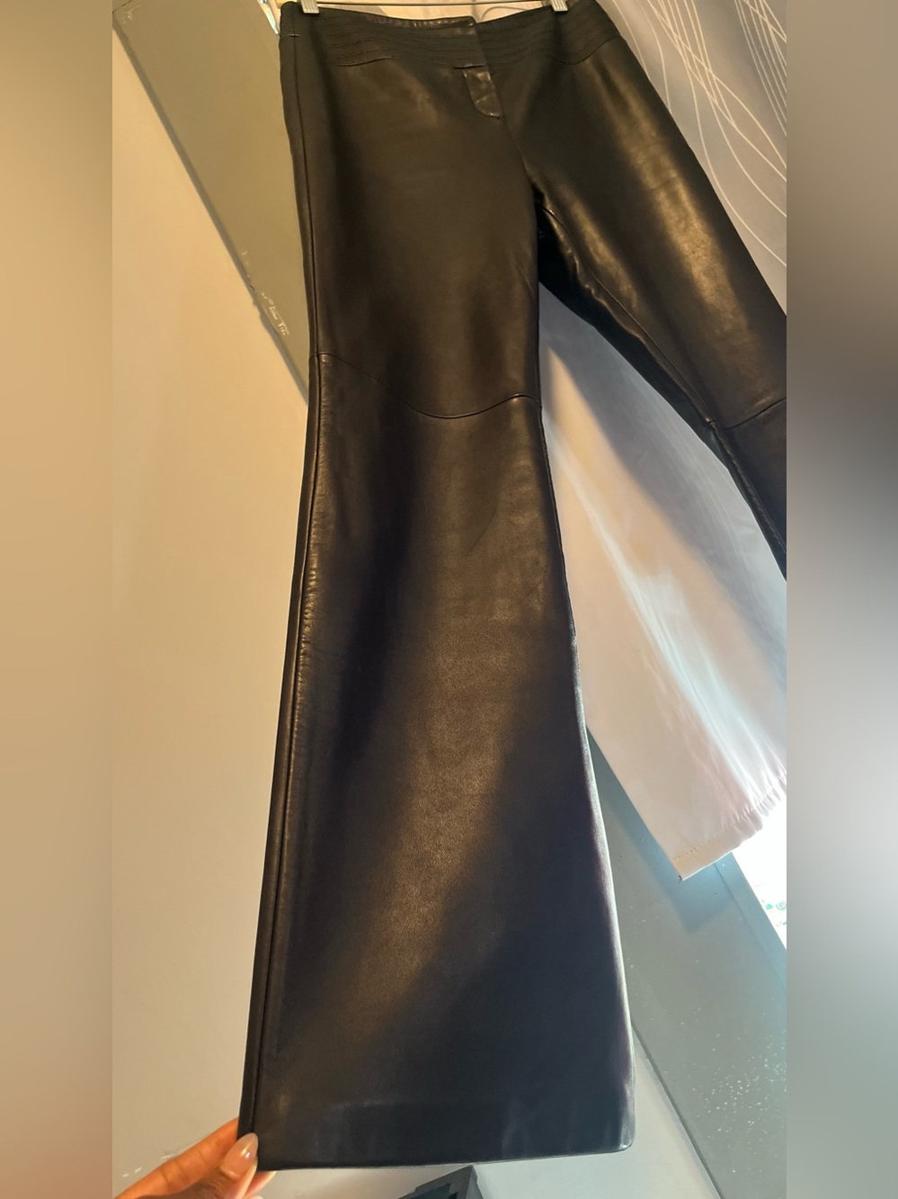 Vintage 100% Genuine Leather Pants Black Bootcut Sleek Chic Classy Minimalist